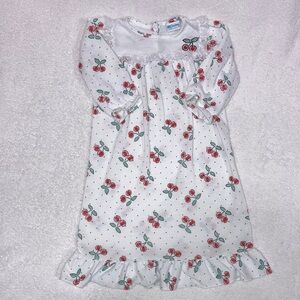Vintage carters 2t cherry print lace long nightgown made in USA